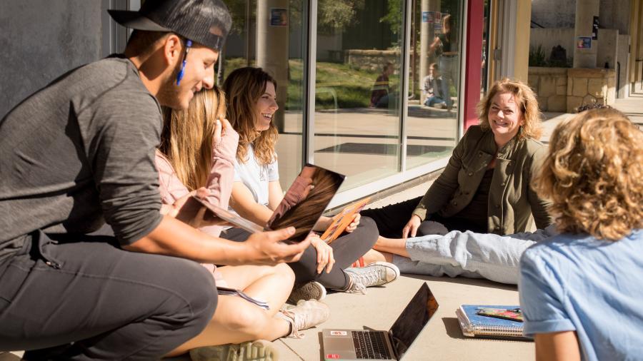 Deborah Dunn teaching outside