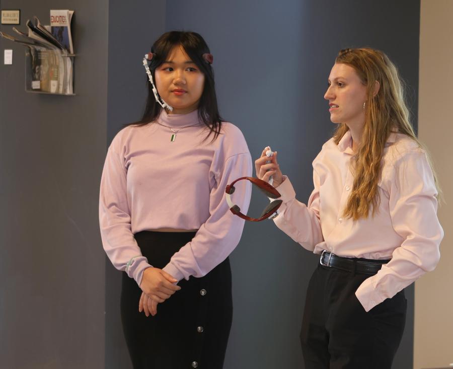 Tasha Loh and Becca Hudson with Stimulife prototypes